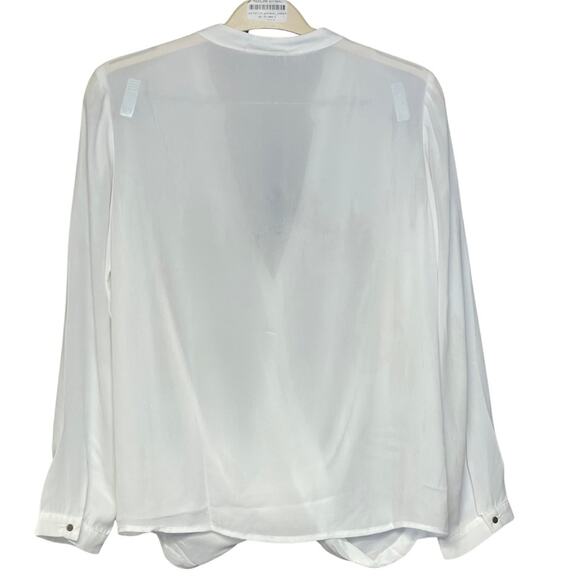 Revolve Krisa blouse faux wrap drapey surplus white v-neck lightweight size L - Picture 2 of 5